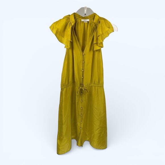 LOFT Dresses & Skirts - Ann Taylor Loft Silk Sleeveless Ruflles Dress Mustard Yellowsize 2